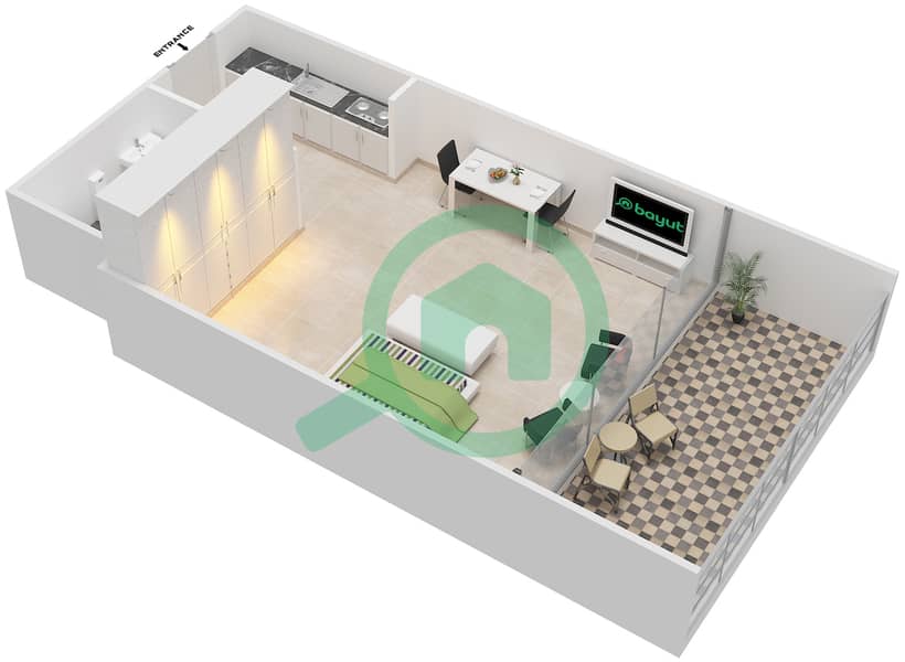 Капитал Бэй Тауэрс - Апартамент Студия планировка Единица измерения 06 FLOOR 5,7,13,14 interactive3D