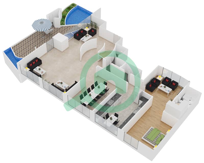 О2 Резиденс - Апартамент 5 Cпальни планировка Единица измерения A4 interactive3D