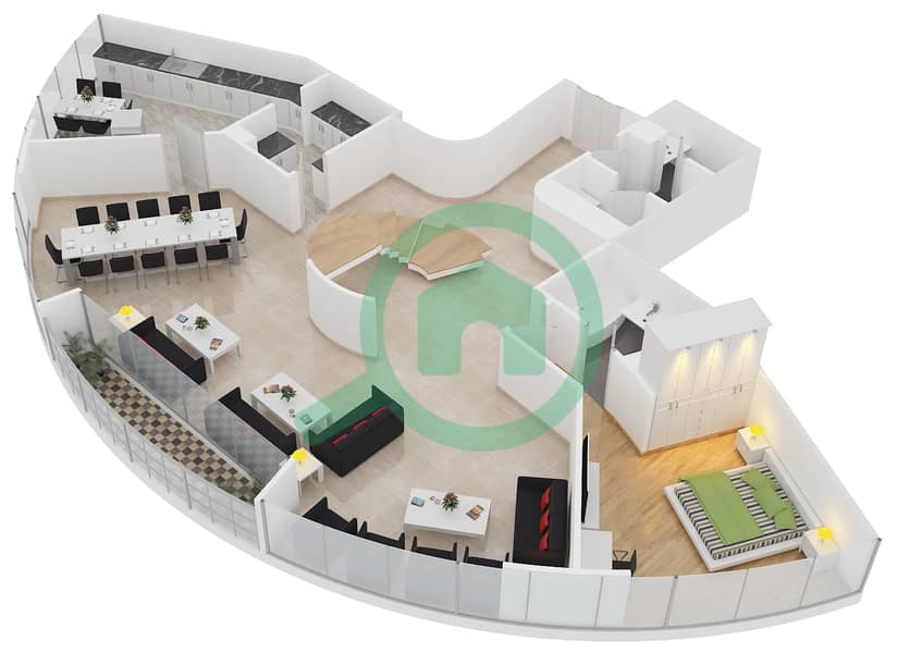 O2 公寓 - 4 卧室公寓单位A1戶型图 interactive3D