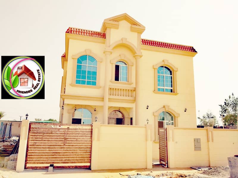 Villa for sale in Ajman, Al Helio area, two floors, excellent finishes, with the possibility of bank financing