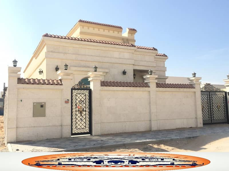 Villa for sale in Ajman, Al Mowaihat area, super deluxe European design, with the possibility of bank financing