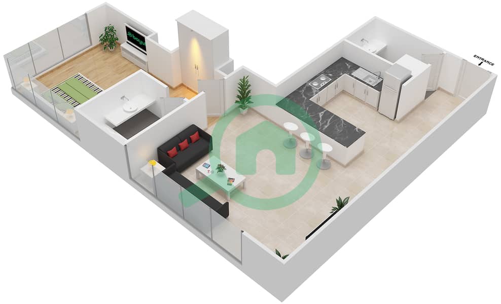 The Voleo - 1 Bedroom Apartment Unit 10 FLOOR P3,4-6,9-15 Floor plan Floor P3,4-6,9-15 interactive3D