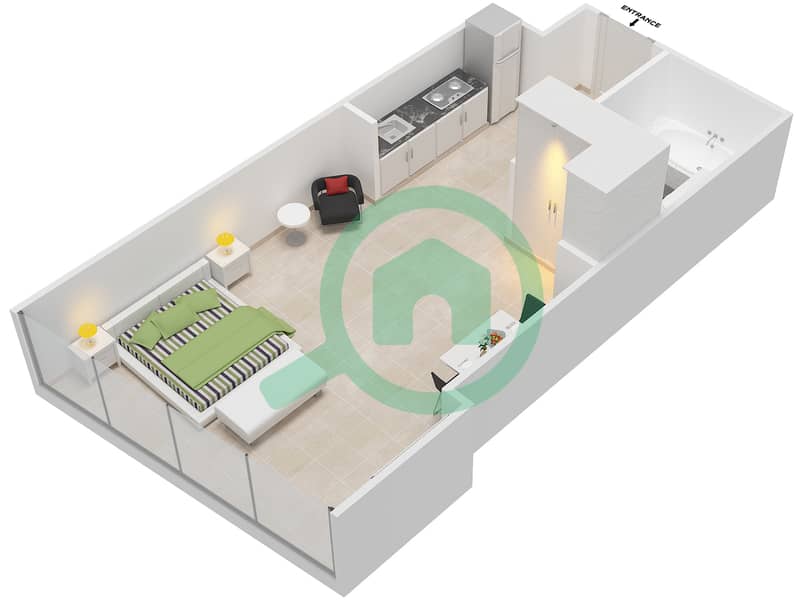المخططات الطابقية لتصميم الوحدة 3 FLOOR 16 شقة استوديو - دافوليو Floor 16 interactive3D