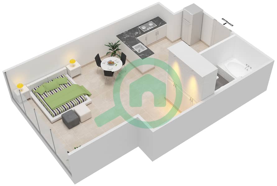 Волео - Апартамент Студия планировка Единица измерения 3 FLOOR 8 Floor 8 interactive3D