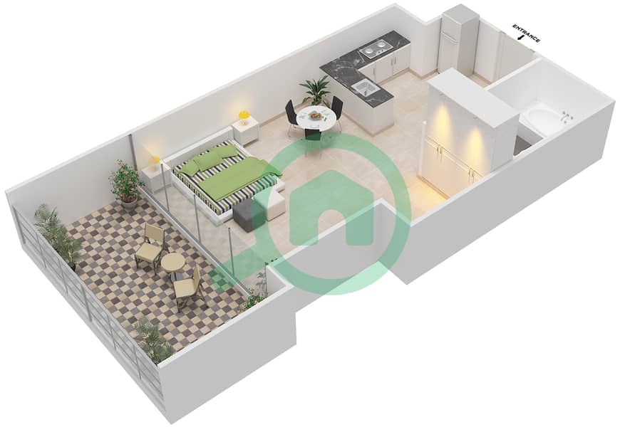 The Voleo - Studio Apartment Unit 3 FLOOR 7 Floor plan Floor 7 interactive3D
