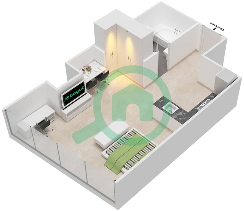 The Voleo - Studio Apartment Unit 2 FLOOR 16 Floor plan Floor 16 interactive3D