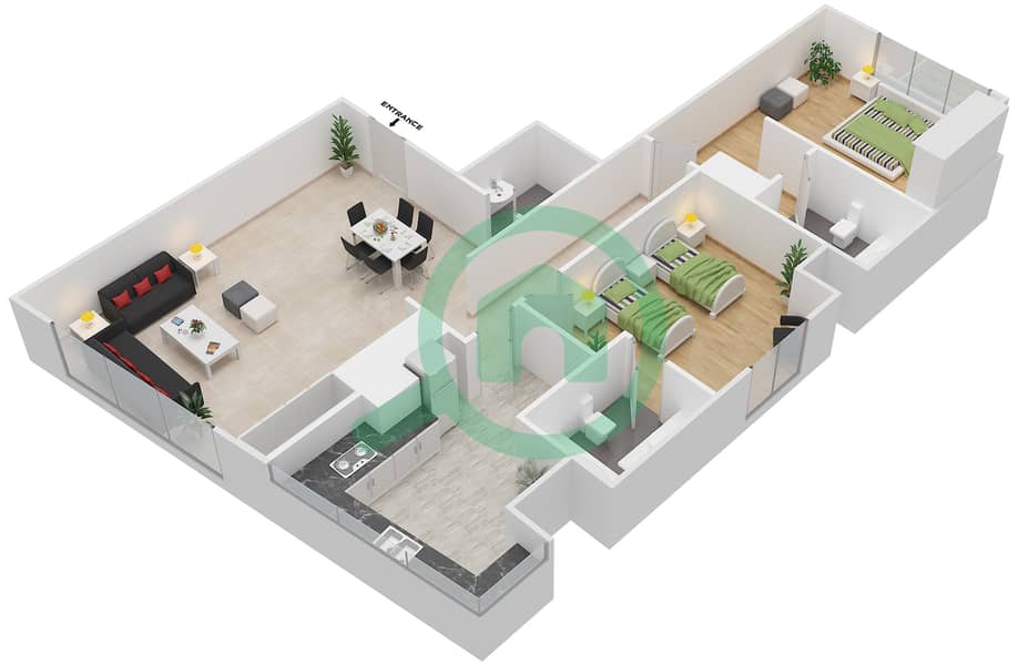 The Voleo - 2 Bedroom Apartment Unit 1 FLOOR 16 Floor plan Floor 16 interactive3D