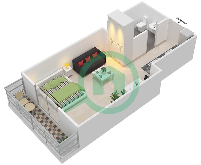 Элит Бизнес Бей Резиденция - Апартамент Студия планировка Единица измерения 8 interactive3D