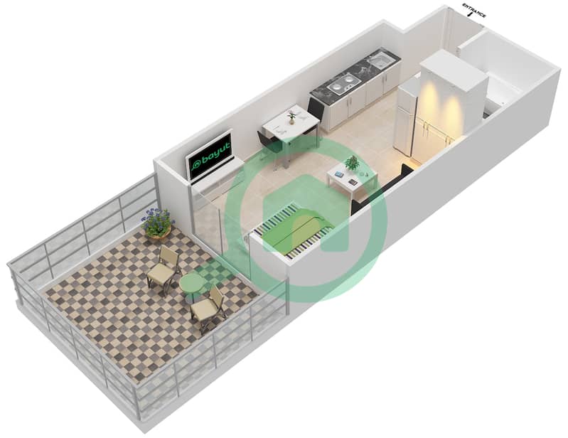 Элит Бизнес Бей Резиденция - Апартамент Студия планировка Единица измерения 17 interactive3D