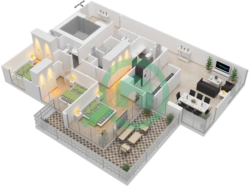 Urban Oasis by Missoni - 3 Bedroom Apartment Unit 3,4 / FLOOR 24 Floor plan Floor 24 interactive3D