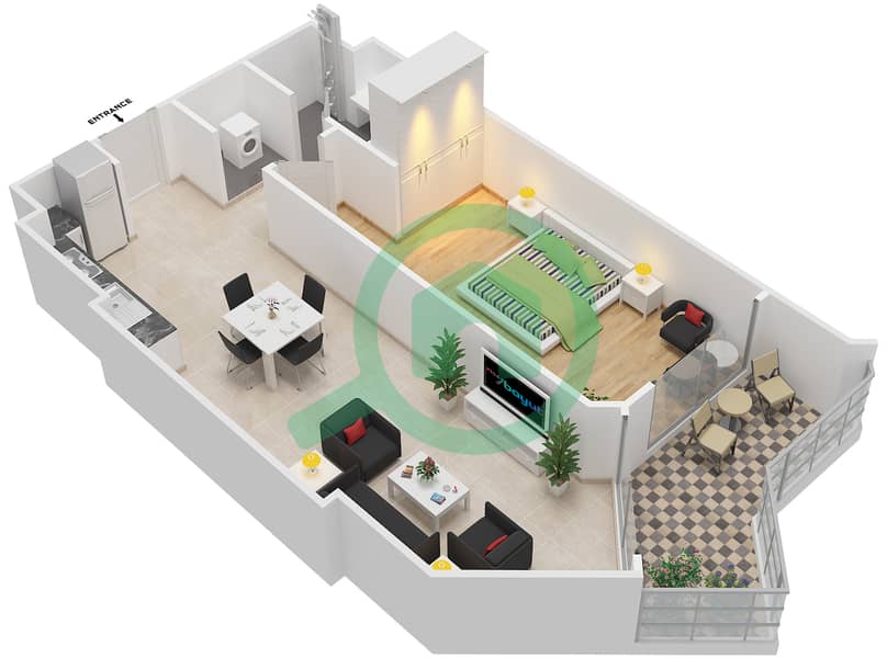 Urban Oasis by Missoni - 1 Bedroom Apartment Unit 9,13 / FLOOR 2-14 Floor plan Floor 2-14 interactive3D