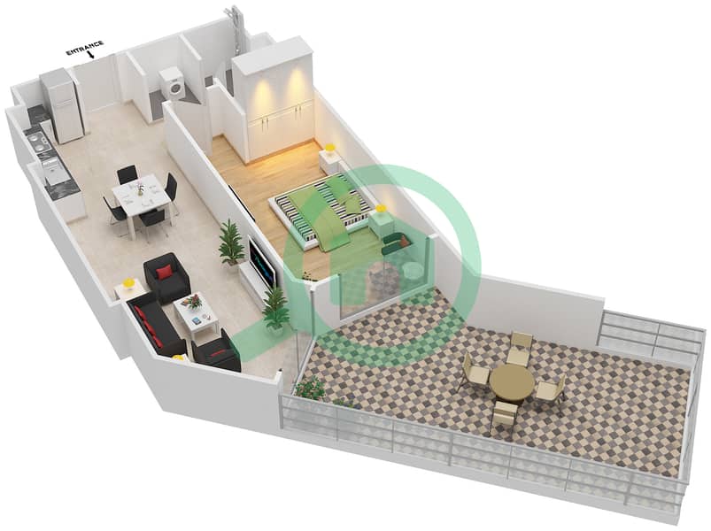Urban Oasis by Missoni - 1 Bedroom Apartment Unit 8,12 / FLOOR 1 Floor plan Floor 1 interactive3D