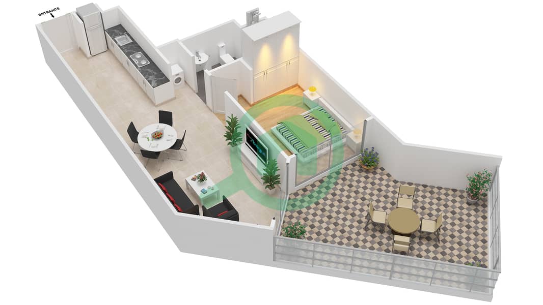 المخططات الطابقية لتصميم الوحدة 7,13 / FLOOR 1 شقة 1 غرفة نوم - اربان اواسيز من ميسوني Floor 1 interactive3D