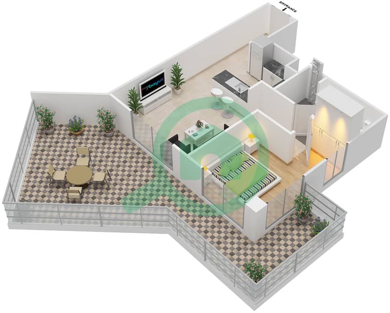 Urban Oasis by Missoni - 1 Bedroom Apartment Unit 11 / FLOOR 1 Floor plan Floor 1 interactive3D