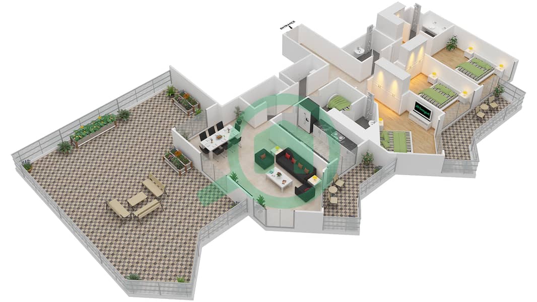المخططات الطابقية لتصميم الوحدة 7,8 / FLOOR 24 شقة 3 غرف نوم - اربان اواسيز من ميسوني Floor 24 interactive3D