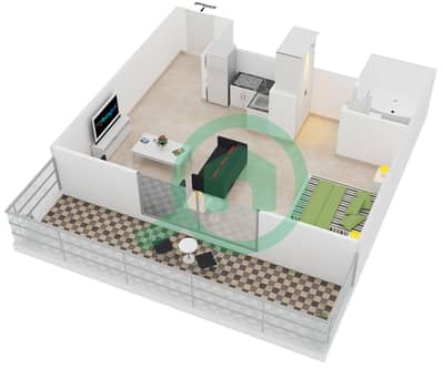 Fairview Residency - Studio Apartments Type/Unit I /3,7 Floor plan
