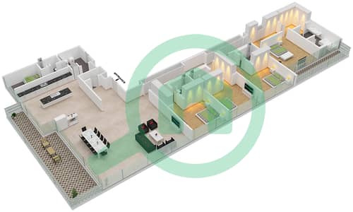 المخططات الطابقية لتصميم النموذج / الوحدة A/406,506 شقة 3 غرف نوم - بناية 5