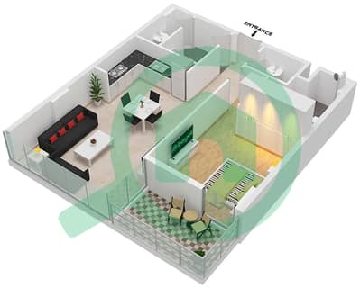 المخططات الطابقية لتصميم النموذج A شقة 1 غرفة نوم - سي 1