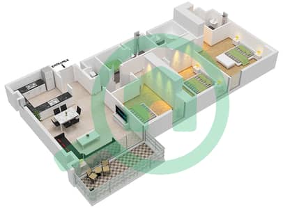 C1 - 3 Bedroom Apartment Type E Floor plan