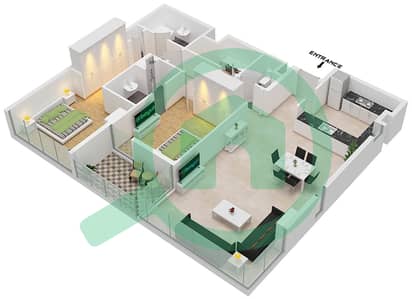 C1 - 2 Bedroom Apartment Type J Floor plan