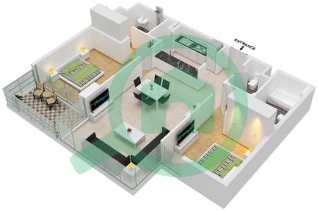 C1 - 2 Bedroom Apartment Type K Floor plan