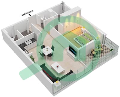 المخططات الطابقية لتصميم النموذج A شقة 1 غرفة نوم - سي2