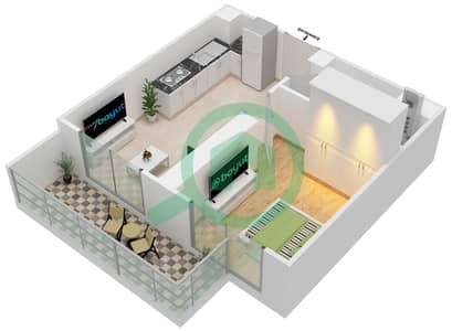 المخططات الطابقية لتصميم الوحدة 3 شقة 1 غرفة نوم - فيورا