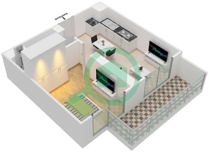 المخططات الطابقية لتصميم الوحدة 4 شقة 1 غرفة نوم - فيورا