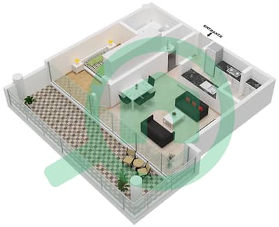 المخططات الطابقية لتصميم النموذج B02 شقة 1 غرفة نوم - ليبرتي هاوس
