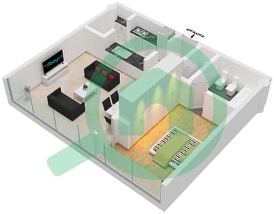 المخططات الطابقية لتصميم النموذج B4 شقة 1 غرفة نوم - ليبرتي هاوس