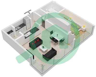 المخططات الطابقية لتصميم النموذج B06 شقة 1 غرفة نوم - ليبرتي هاوس