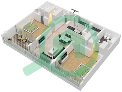 المخططات الطابقية لتصميم النموذج D1 شقة 1 غرفة نوم - ليبرتي هاوس