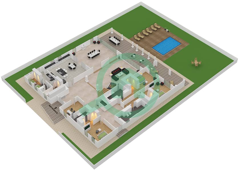 XXII Carat - 7 Bedroom Villa Type SAPPHIRE Floor plan interactive3D