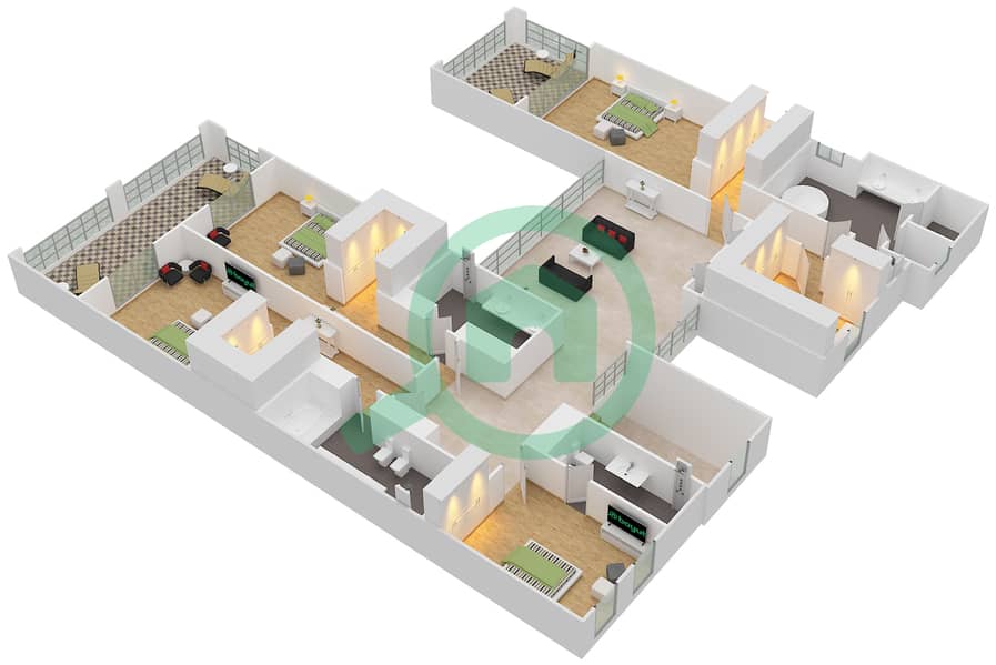 المخططات الطابقية لتصميم النموذج EMERALD/B فیلا 7 غرف نوم - 22 قيراط interactive3D