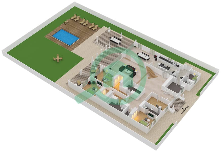المخططات الطابقية لتصميم النموذج EMERALD/A فیلا 7 غرف نوم - 22 قيراط interactive3D