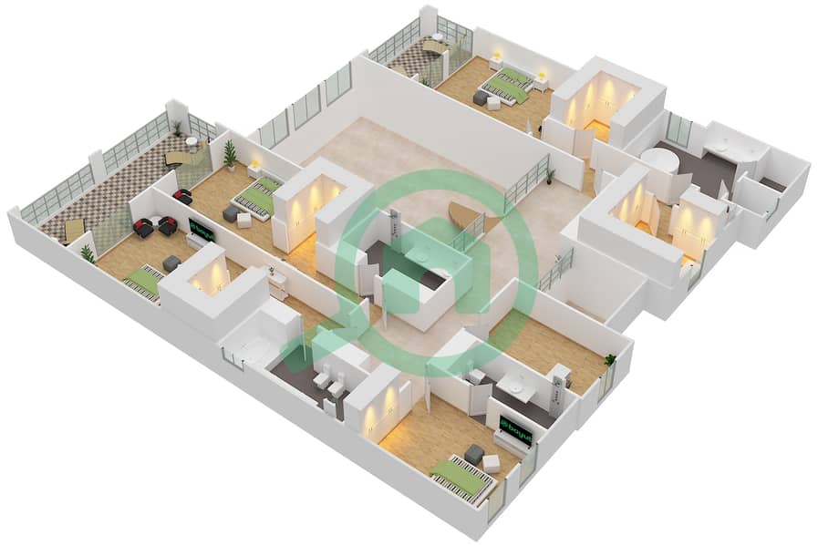 二十二克拉社区 - 7 卧室别墅类型EMERALD/A戶型图 interactive3D