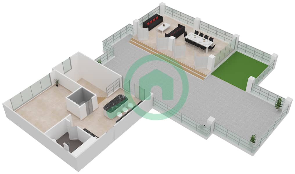 المخططات الطابقية لتصميم النموذج RUBY / A فیلا 7 غرف نوم - 22 قيراط Deck Floor interactive3D