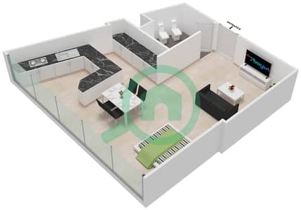 Al Murad Tower - Studio Apartment Unit 5 FLOOR L8-L15 Floor plan