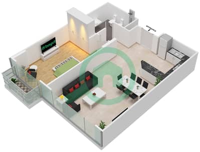 Al Murad Tower - 1 Bedroom Apartment Unit 2 FLOOR L9 Floor plan