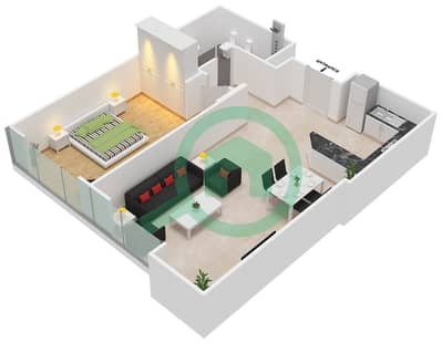 Аль Мурад Тауэр - Апартамент 1 Спальня планировка Единица измерения 9 FLOOR L14