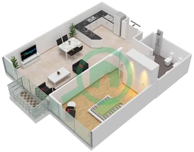 Al Murad Tower - 1 Bedroom Apartment Unit 11 FLOOR L15 Floor plan