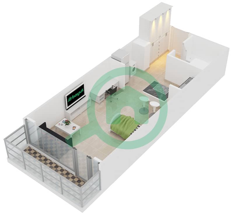 Safeer Tower 1 - Studio Apartment Type 2 Floor plan interactive3D