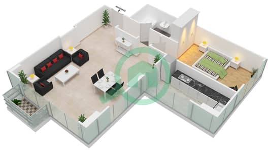 Al Murad Tower - 1 Bedroom Apartment Unit 6 FLOOR L17 Floor plan