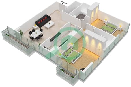 Аль Мурад Тауэр - Апартамент 2 Cпальни планировка Единица измерения 7 FLOOR L14