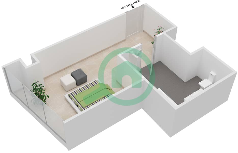 公园大道大厦 - 单身公寓类型／单位A/2,23戶型图 interactive3D