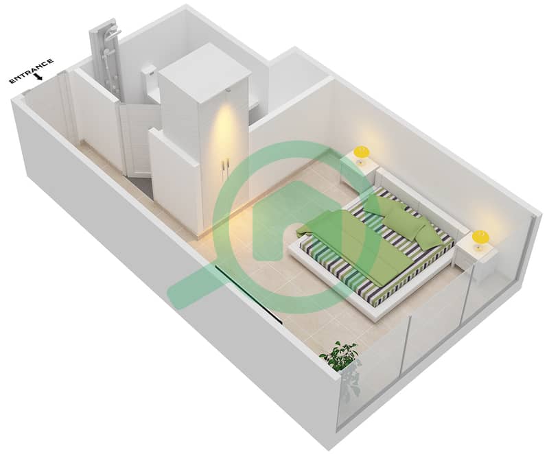المخططات الطابقية لتصميم النموذج / الوحدة A/08,17 شقة استوديو - برج بارك لين interactive3D