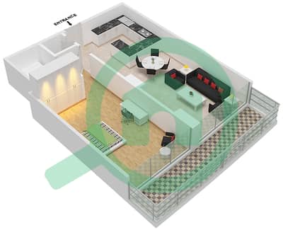 المخططات الطابقية لتصميم النموذج / الوحدة 2/3 شقة 1 غرفة نوم - برج أولجانا