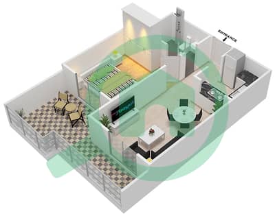 Qasr Sabah 2 - 1 Bedroom Apartment Unit 6 Floor plan