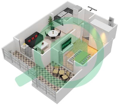 Qasr Sabah 2 - 1 Bed Apartments Unit 12 Floor plan