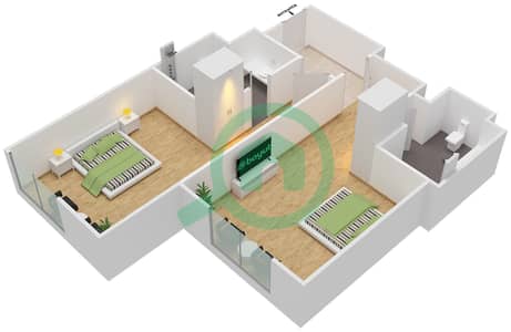 المخططات الطابقية لتصميم الوحدة 11,12 شقة 2 غرفة نوم - روﭪ سيتي ووك